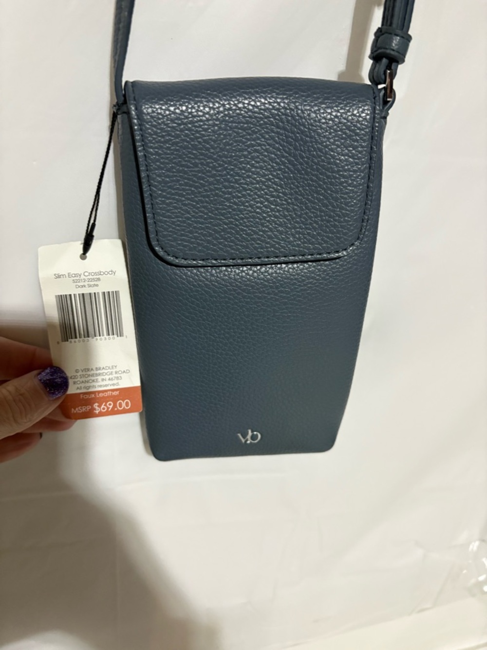 Vera Bradley Slate Blue Slim Crossbody Phone Bag